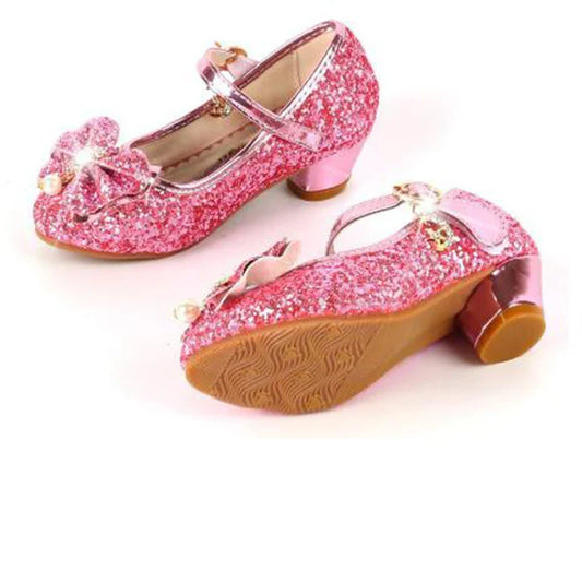 2026 Spring New Children's Shoes Princess Shoes Girl's Fashion Sandals Crystal Princess Shoes Blue Pink Silver