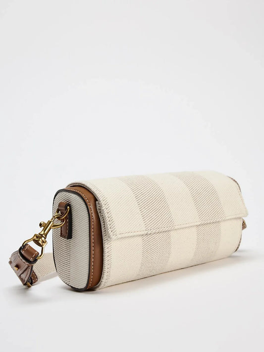 Wide Strap women's Vintage Crossbody Bag Summer Tote Ladies Luxury Handbags One Shoulder Armpit Small Cylinder Bags For Femele