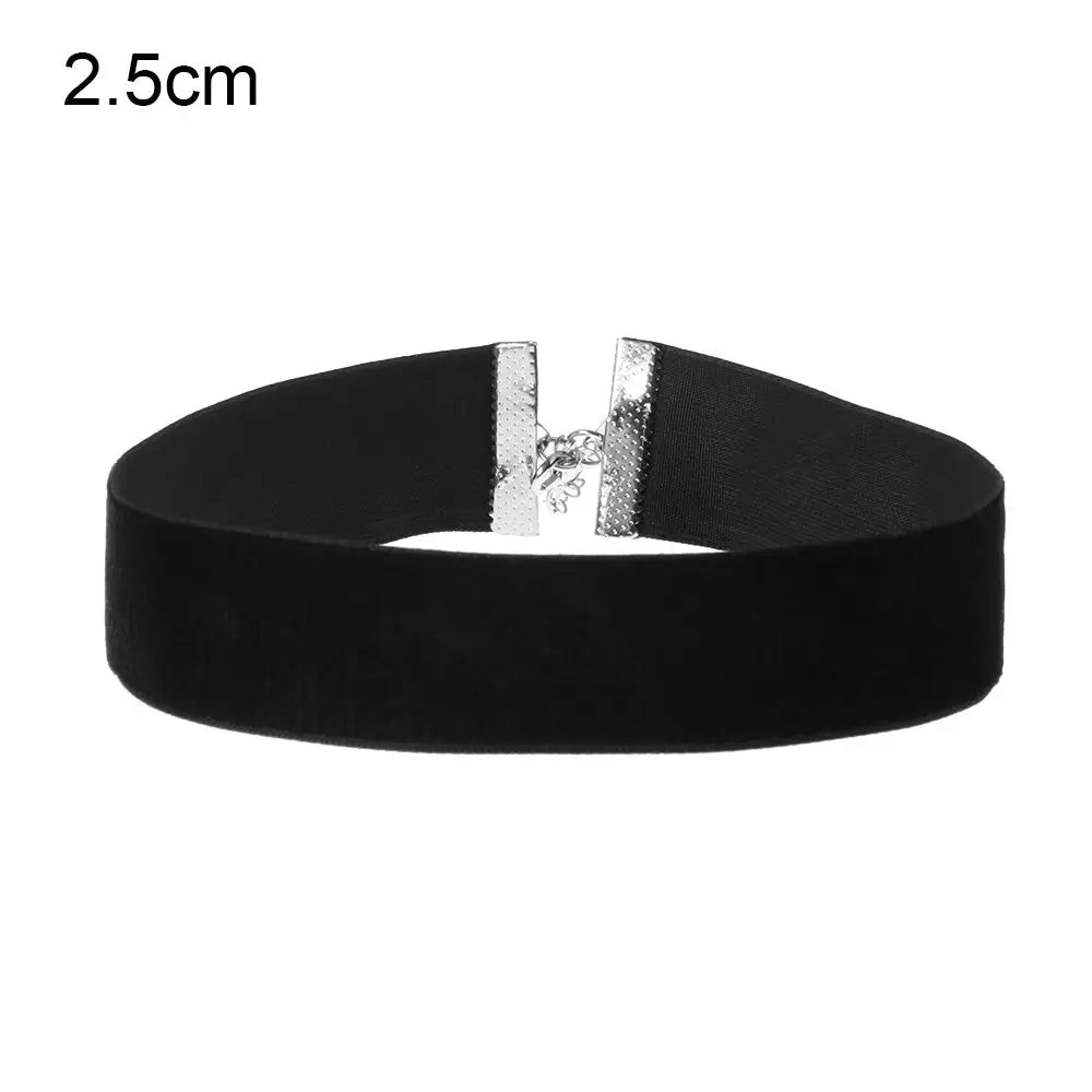 1PC New Fashion Adjustable Black Velvet Choker Wide Band Necklace Ribbon 90s Retro Vintage Gothic Goth Women Necklace
