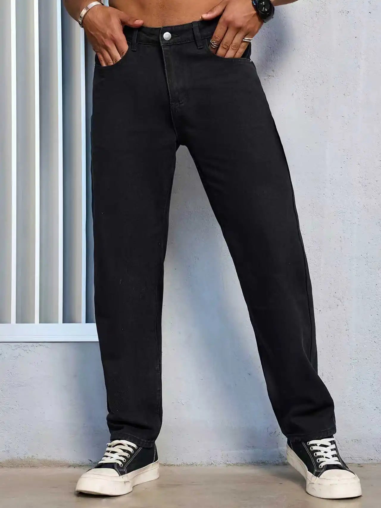 Men's Casual Solid Black Regular fit Jeans
