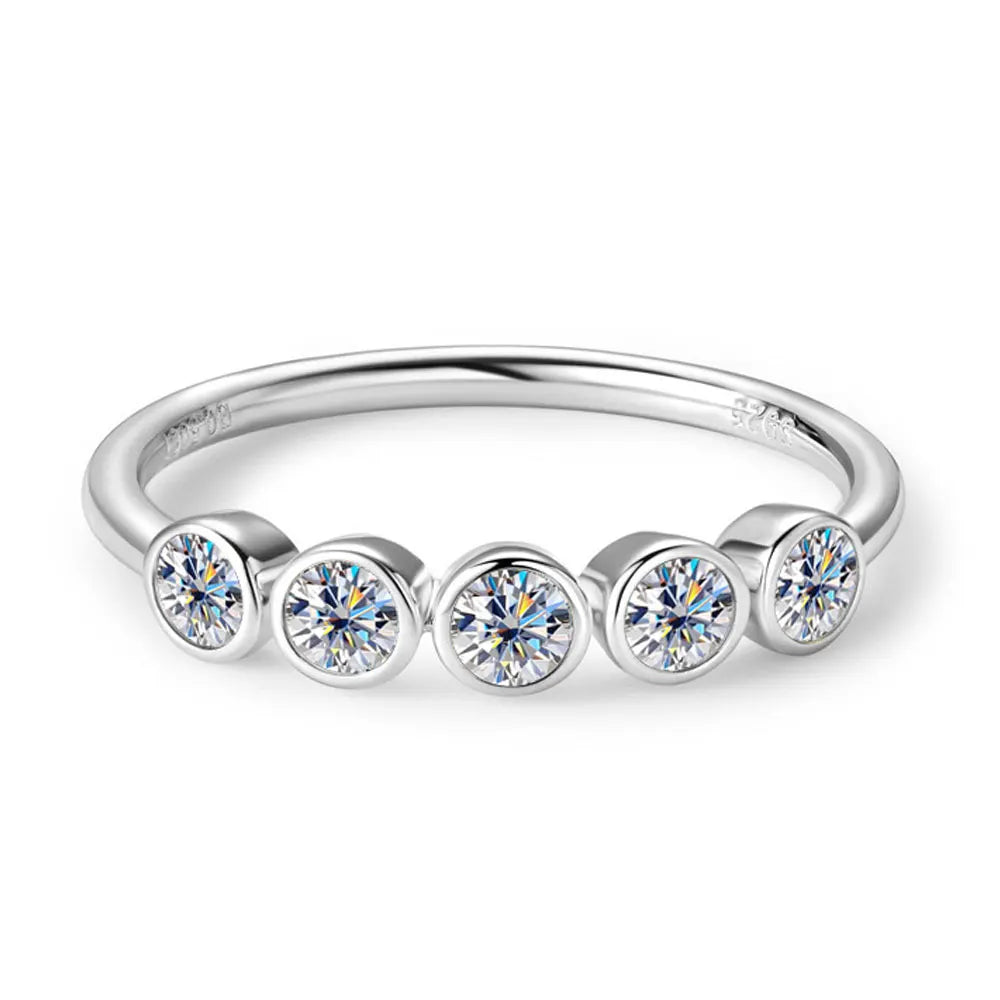 D VVS All Moissanite Rings for Women Bubbles Classic Engagement Wedding Band with Certificates 925 Sterling Silver Ring