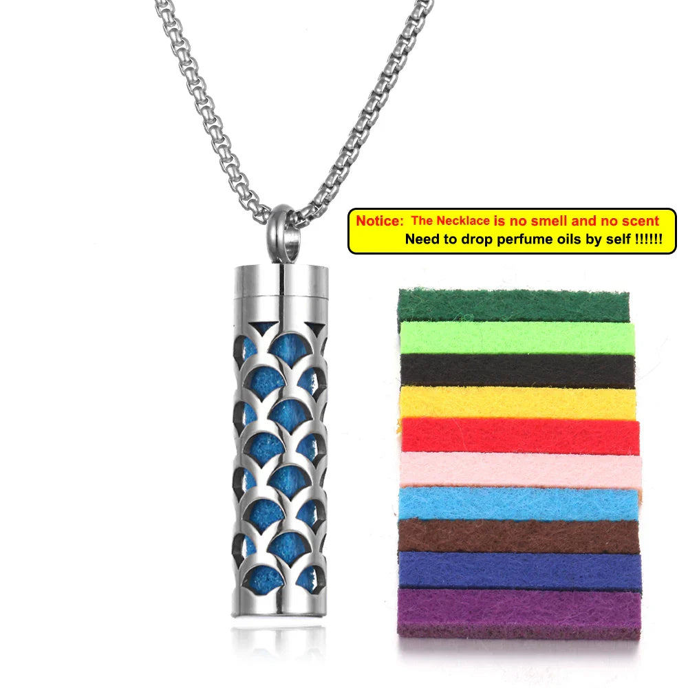 Long Strip Stainless Steel Aromatherapy Necklace Perfume Diffuser Essential Oil Diffuser Pendant Necklace Jewelry Accessories