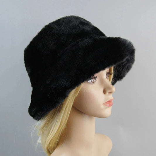 Hot Fashion Fake Rabbit Fur Hats Super Soft Women Winter Hat Cotton Lining Warm Russian Fashion Ski Beanies Plush Solid Color