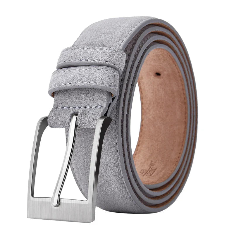 Sude Belts Cow Leather for Man And Lady Plaid Jeans Pin Buckle Luxury High Quality Classic Genuine Leather Sude Belts Cow Leathe