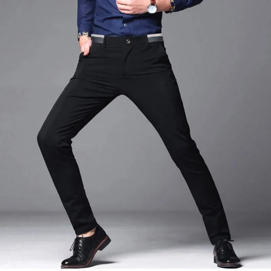Men's Spring Summer Fashion Business Casual Long Pants Suit Pants Male Elastic Straight Formal Trousers Plus Big Size 28-40