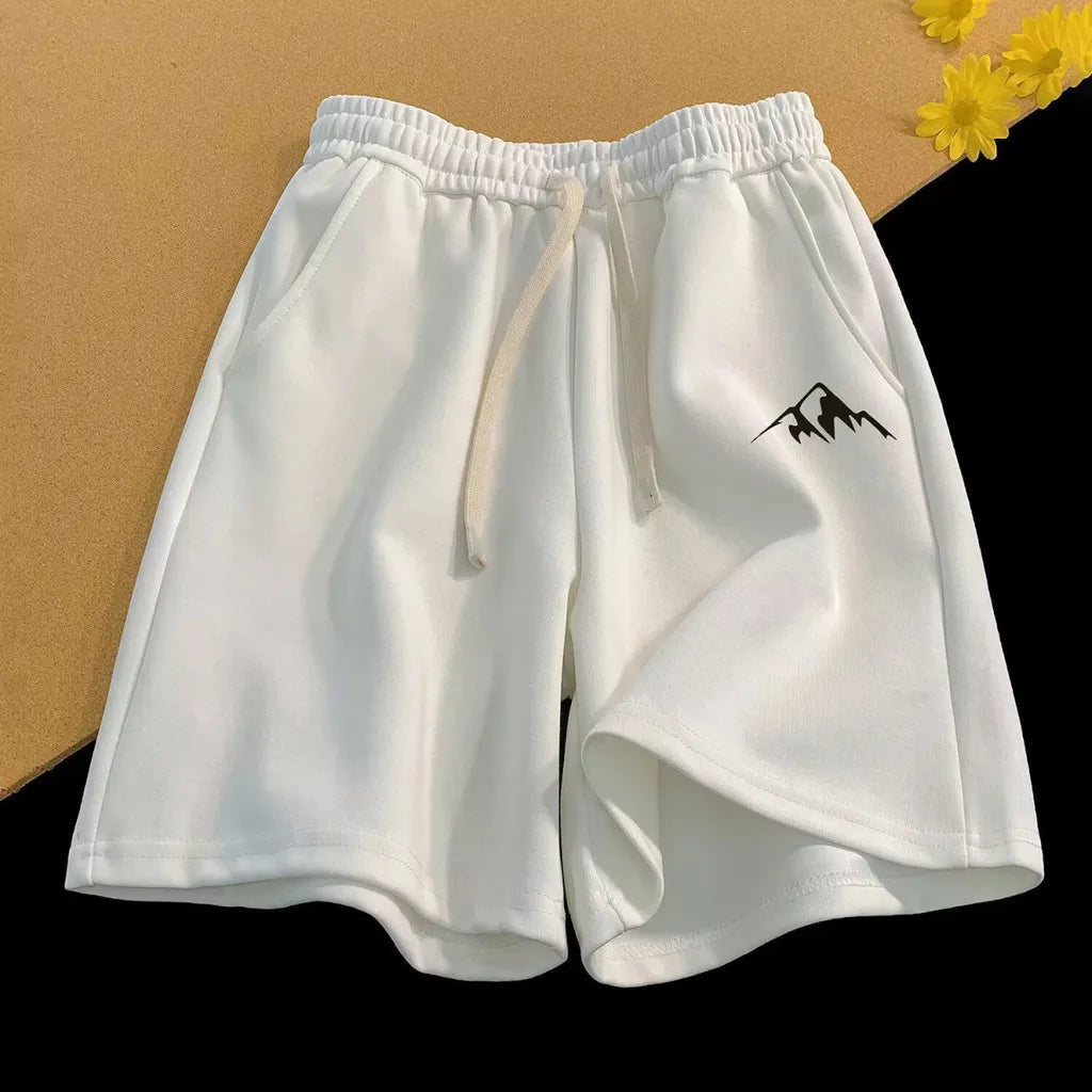 M-8XL Oversized Shorts Men's Casual Shorts Chinese Style Minimalist Mountain Range Print Shorts Couple Basketball Short Pants