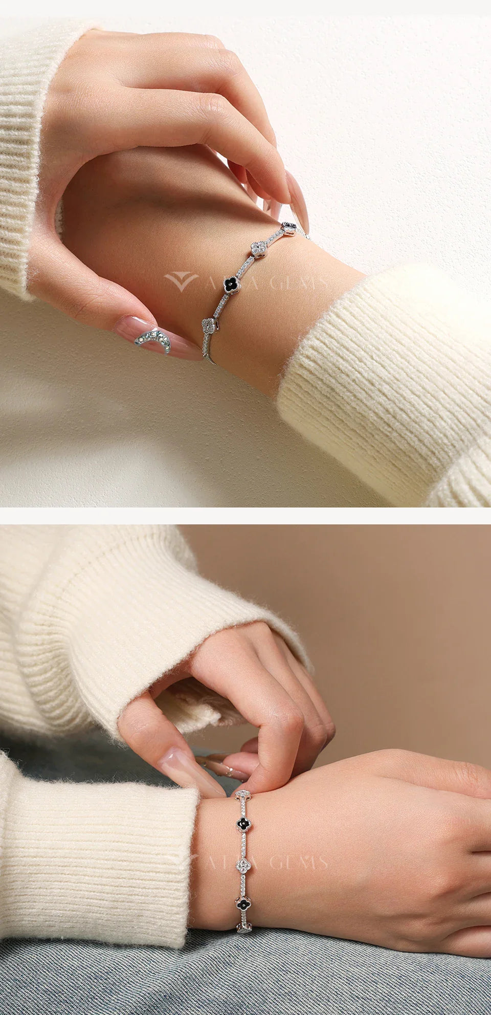 Flowers Design Moissanite Charm Bracelet For Women 925 Sterling Silver 18KGold Plated Tennis Luxury Chain Party Jewelry