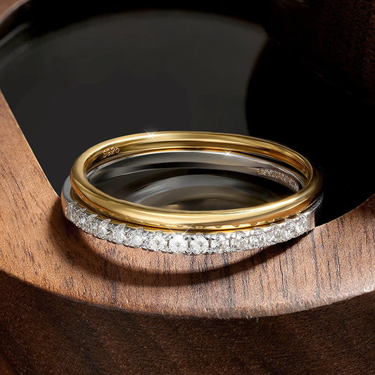 D VVS1 Moissanite Stacking Rings for Women Man GRA Diamond Jewelry s925 Sterling Silver Plated 18k Gold Wedding Band