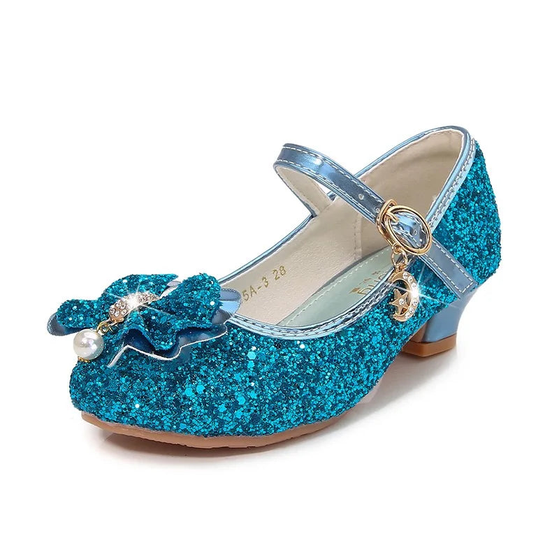 Baby Girls Princess Shoes Party Butterfly Crystal High Heels Sandal Children Dance Glitter Diamond Shoe Kids Walk Show Shoes