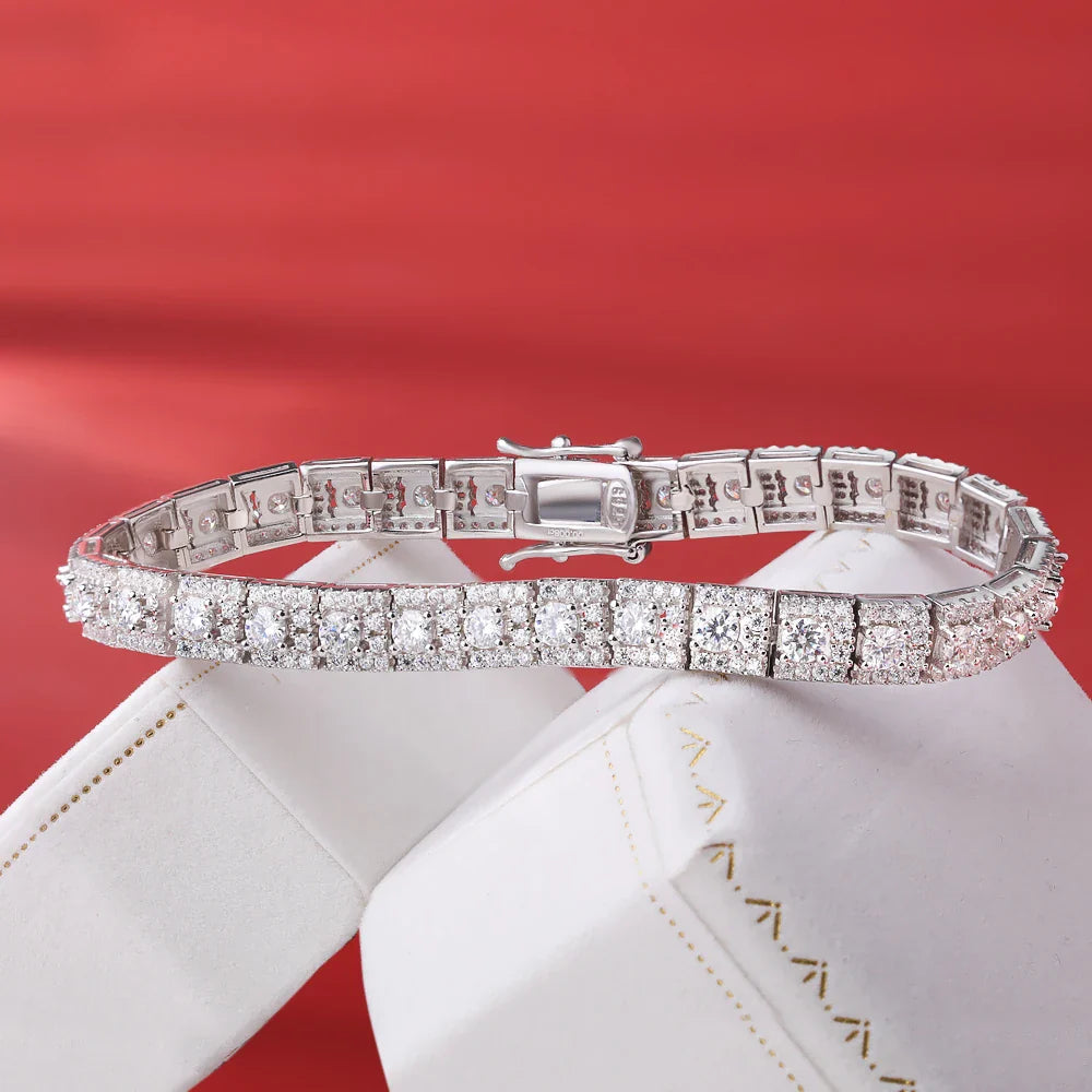 Luxury Full Moissanite Bracelet S925 Silver Sparkling Diamond for Women Engagement Wedding Fine Jewelry Gift GRA Certified