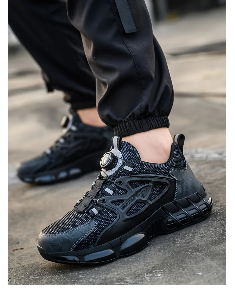 Rotating Button Safety Shoes Men Steel Toe Sneaker Air Cushion Work Shoes Man Puncture Proof Work Safety Boots Protective Shoes