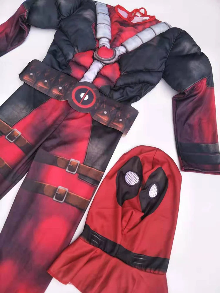 Children's Superhero Role-playing Muscle Costumes, Mask Jumpsuits, Halloween Party Supplies Costumes for Boys and Girls