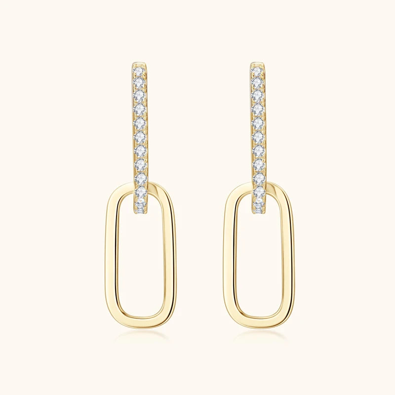 Moissanite Paperclip Link Earrings for Women Silver 925 Real 1.4mm D Color Diamond Huggie Hoop Earrings 2023 Trend Jewelry