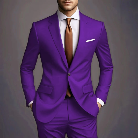 Elegant Men's Suits 2 Piece Set Fashion Korean Casual Slim Fit Social Groom Wedding Tuxedo