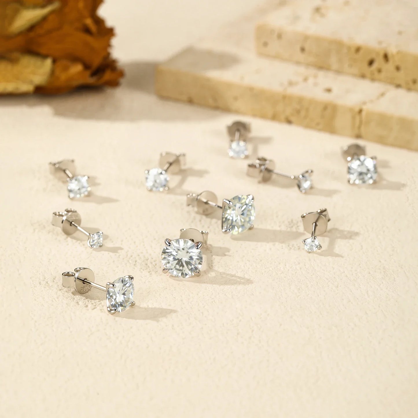 5 Sizes D Color Moissanite Earrings 925 Sterling Silver Sparkling Luxury Stud Earrings For Women Wedding Fine Jewelry