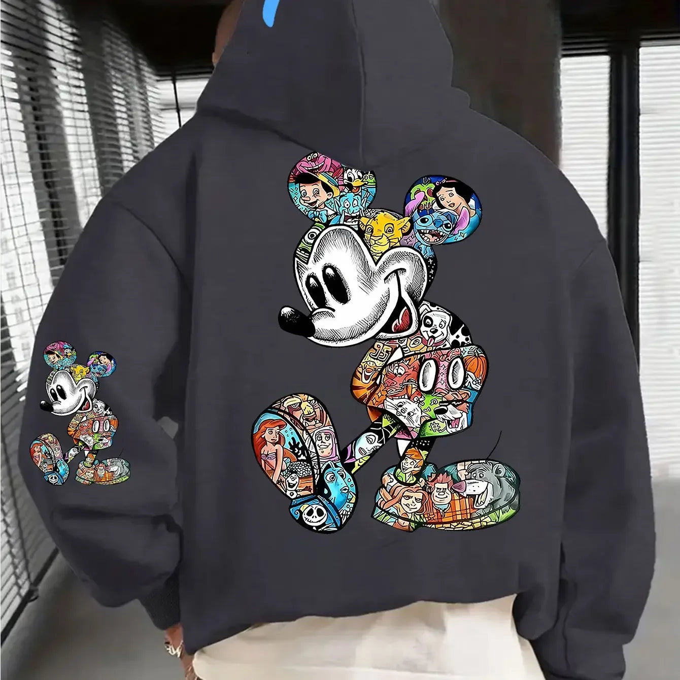 Patchwork Printed Hoodie Multi-Style Loose Hoodie Unisex-Hooded Hoodie for Fall/Winter