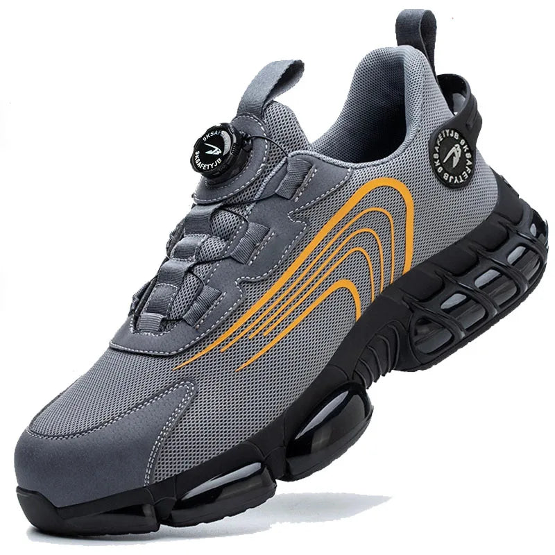 Rotary Buckle Work Safety Shoes For Men and Women Air Soft Sole Lightweight Protective Work Sneakers Men Breathable Boots
