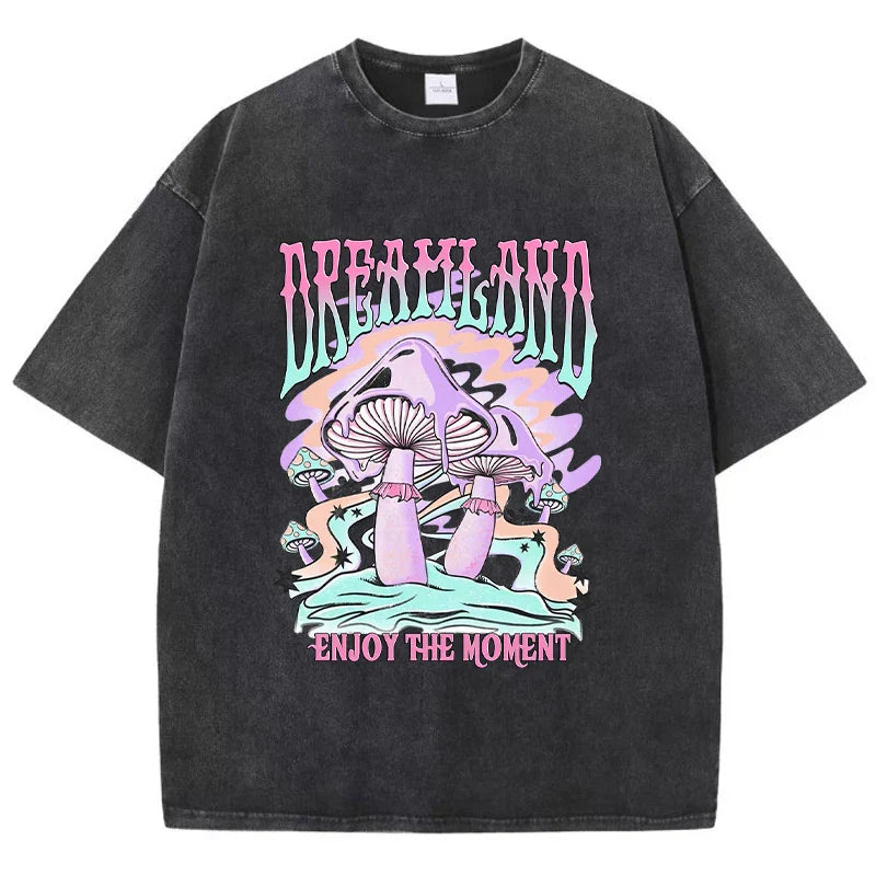 Dreamland Enjoy The Moment Graphic Men T Shirt Fashion Casual Tshirt Street Comfortable Tees Clothing Cool Big Size T-Shirts