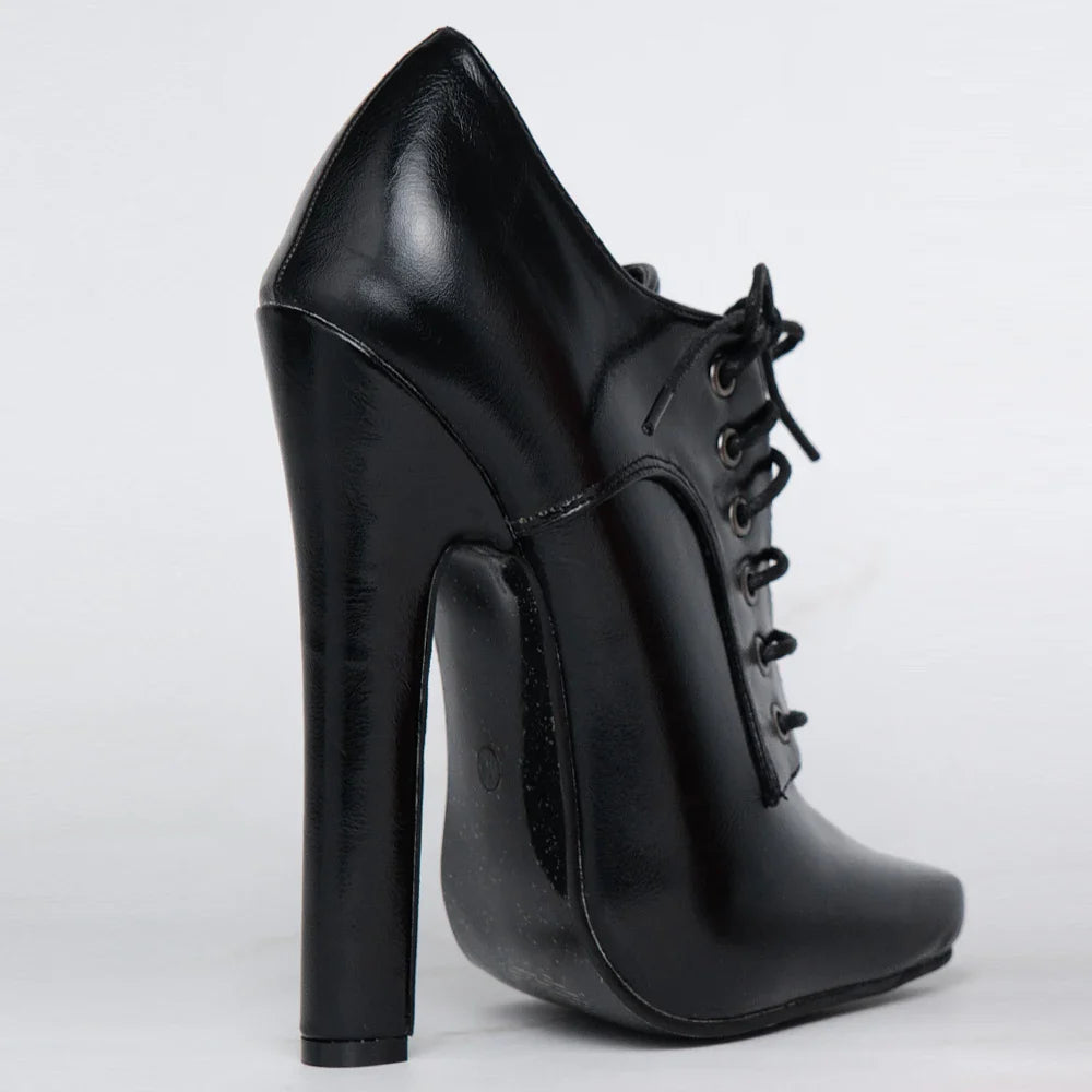 6 Inch High heel Fetish Lace Up Pointy Toe Unisex Drag Queen Pump