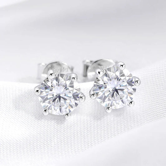 0.5-2CT D VVS1 Real Moissanite Stud Earrings for Women Lab Diamond Ear Studs 100% S925 Sterling Silver Plated 18K Gold