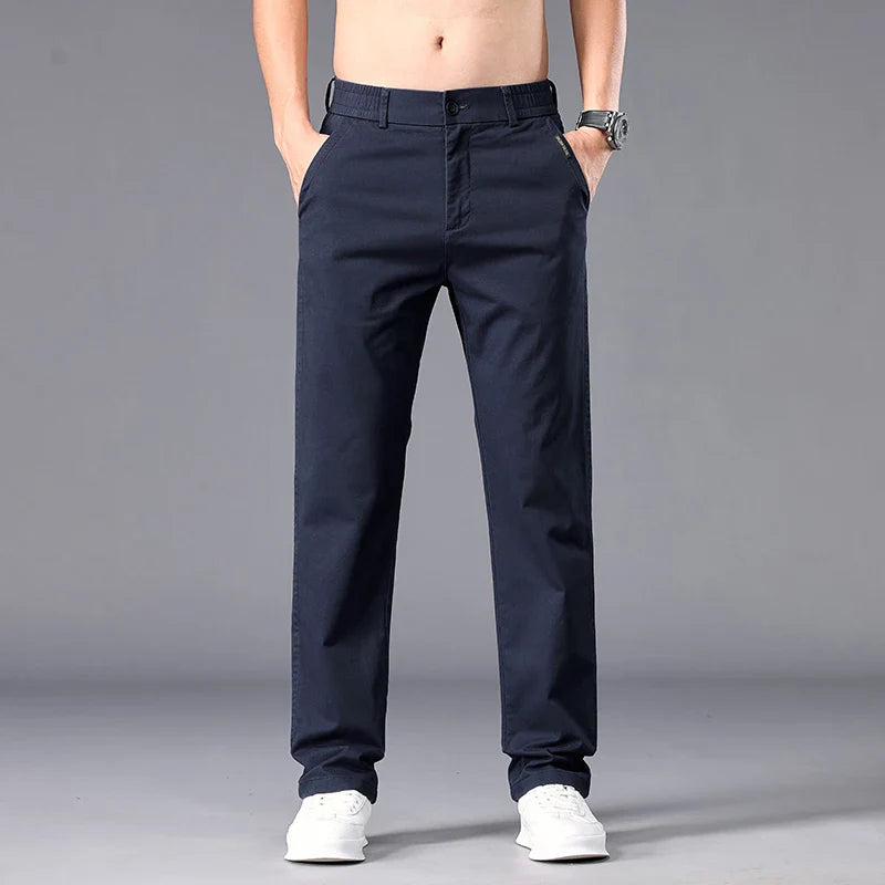 New Casual Pants Men Straight Fit Stretch Autumn Chino Trousers Male Formal Work Business Dress Khaki Fashion Spring Pants
