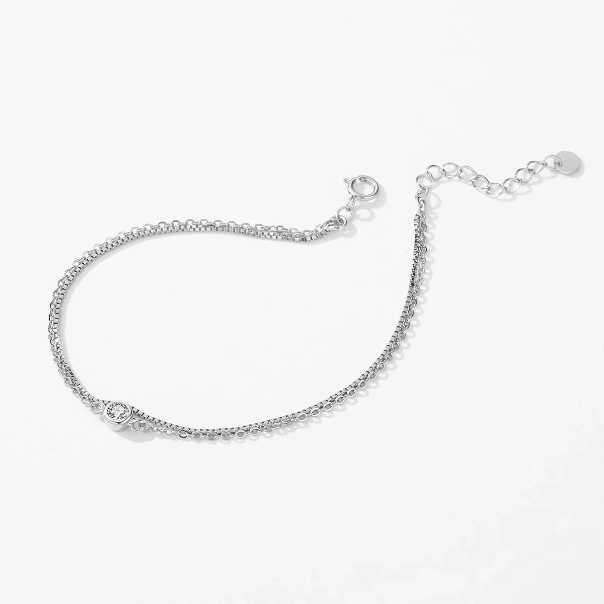 Minimalist Stackable Bracelet Real 925 Sterling Silver Double Layer Link Chian Bracelets For Women Party Fine Jewelry