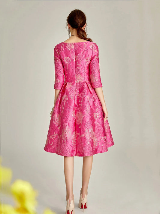 Luxury Dress Women Fashion Elegant Jacquard Dress Party Floral Women Clothing Evening Vintage Dress Formal Vestidos