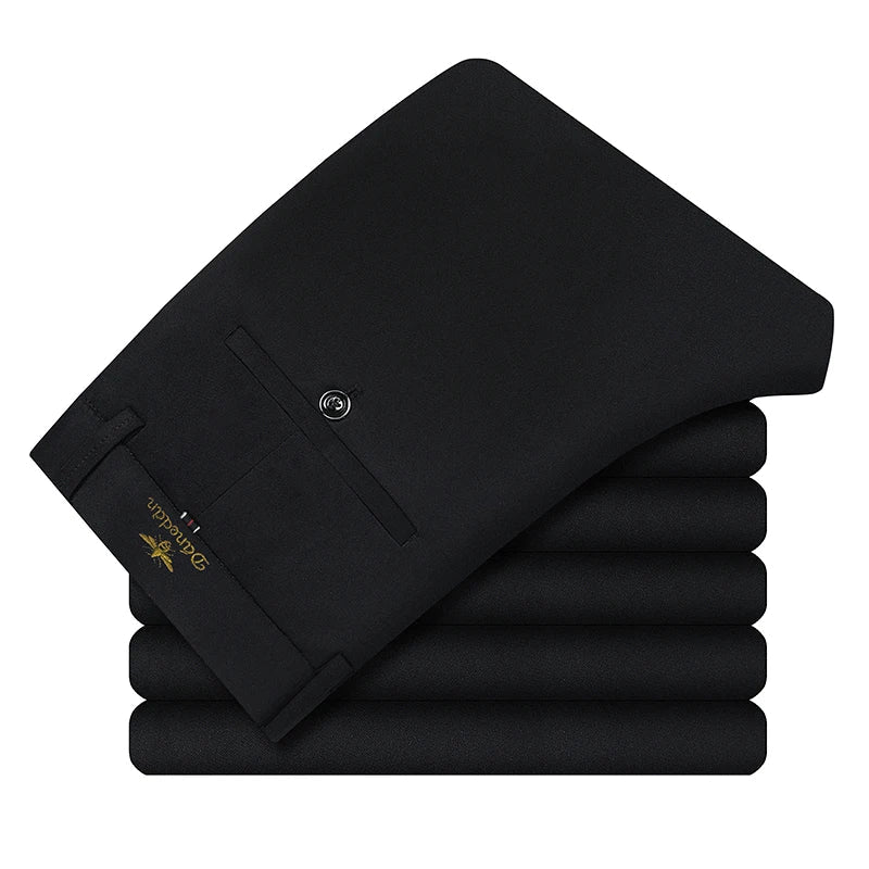 New Fashion Mens Casual Pants 4-Way Stretch Formal Dress Pants Men Regular Fit Suit Pants Work Pants Embroidery