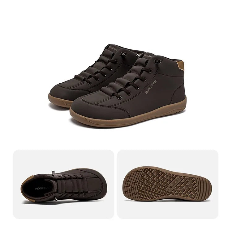 Mid Top Barefoot Shoes Mens Womens Wide Toe Ankle Boots Outdoor Non-Slip Artificial Leather Shoes