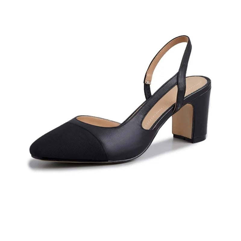Plus Size New Summer Party Thick Heel Genuine Leather Sandals 6.5 cm High Heel Women Shoes