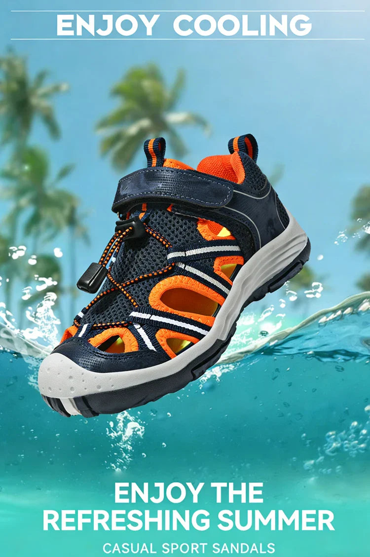 New Summer Children's Breathable Sandals Non-Slip Outdoor Sport Beach Shoe for Boys Anti-Collision Closed Toe Walking Size 30-39
