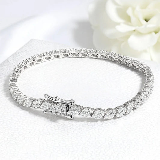 18K Plated All Moissanite Tennis Bracelet for Women Lab Created Diamond Chain 925 Sterling Silver Wholesale Jewelry