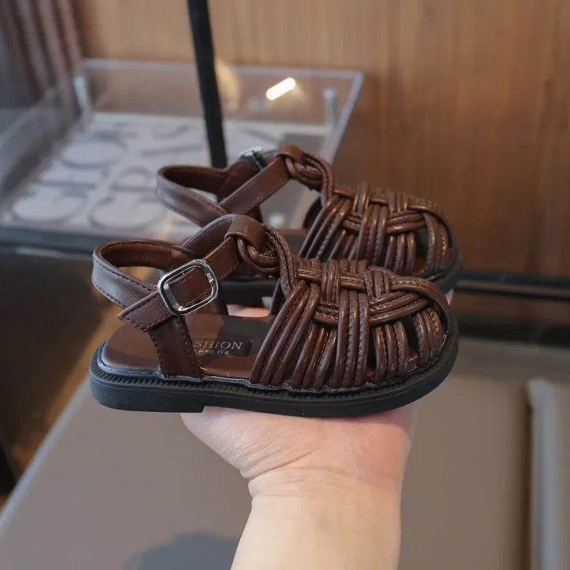 New Sandals Summer Children's Woven Casual Baby Shoes Girls Beach Shoes Slipper Size 22-31
