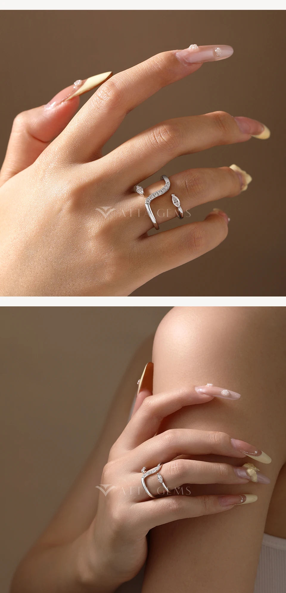 Exquisite Full Moissanite Ring D VVS1 Double Snake Shape for Woman Men S925 Sterling Sliver Birthday Gift Party Jewelry