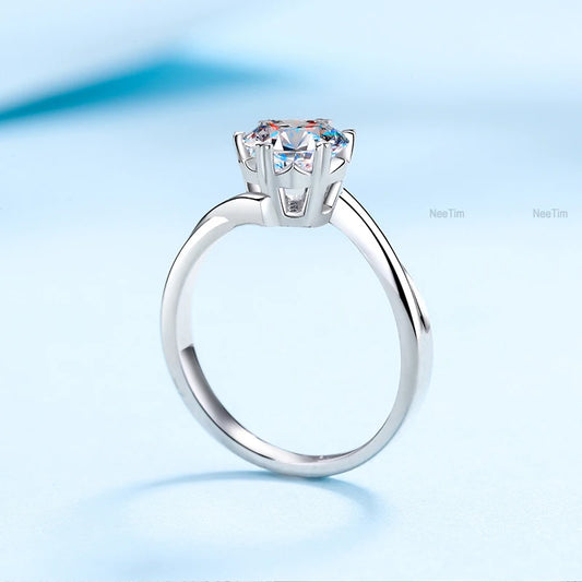 0.5ct-2ct Moissanite Ring Lab Diamond Ring for Women S925 Silver Snowflake Engagement Wedding Band Jewelry Certified