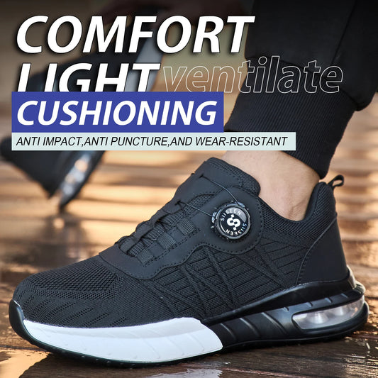 Men's Steel Toe Safety Shoes Anti Smash & Anti Puncture Lightweight Work Fashionable And Durable Buttoned Safety Shoes Boots