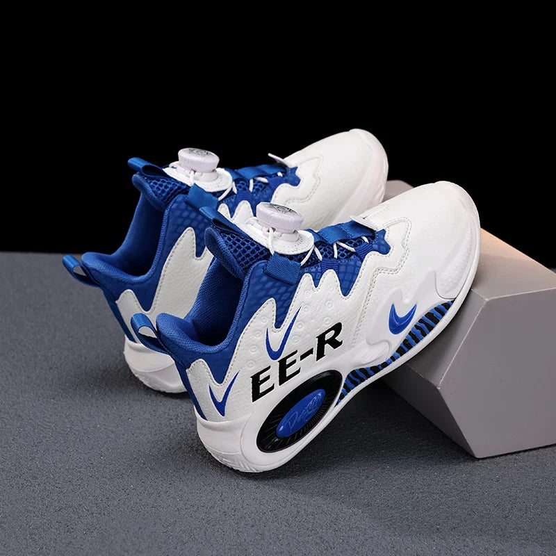 A pair of children's four-season leather high-top basketball shoes, wear-resistant basketball shoes, sizes 31-40,HL-2798