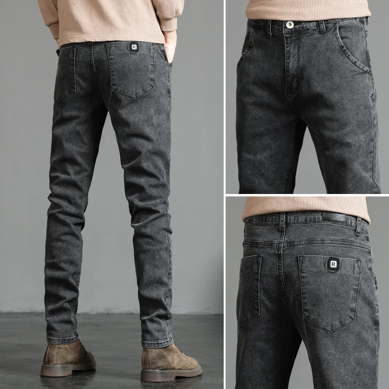 2026 Spring New Jeans Men's Slim Fit Straight Pants ClassicTrendy Retro Casual Long Pants Men's Korean Version Trousers