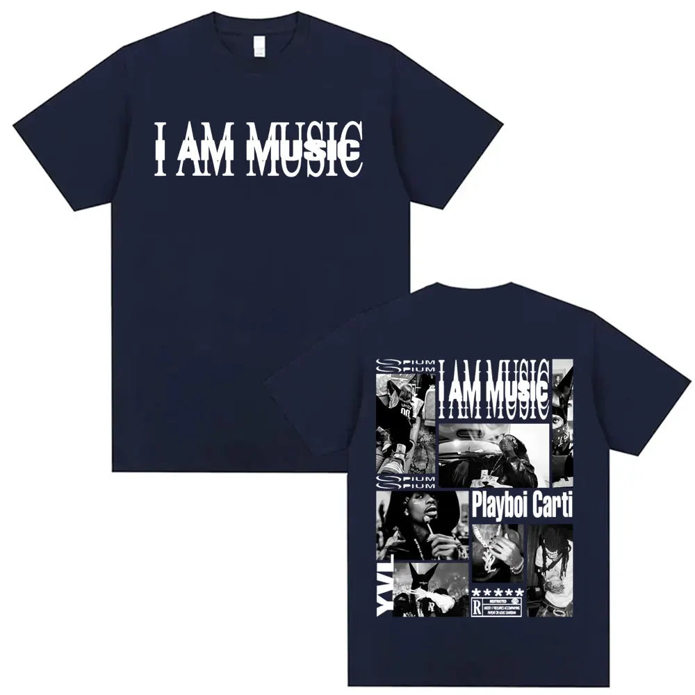 Playboi Carti I AM MUSIC Album Gothic Hip Hop T-Shirt for Men Unisex Summer O-Neck Street Fashion Top Tees