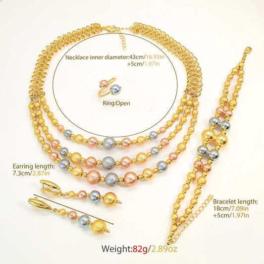 2025 New Multi Layer Women Jewelry Set Matte Frosting Texture Round Beads Necklace Set For Bridal Wedding Jewellwey Gift