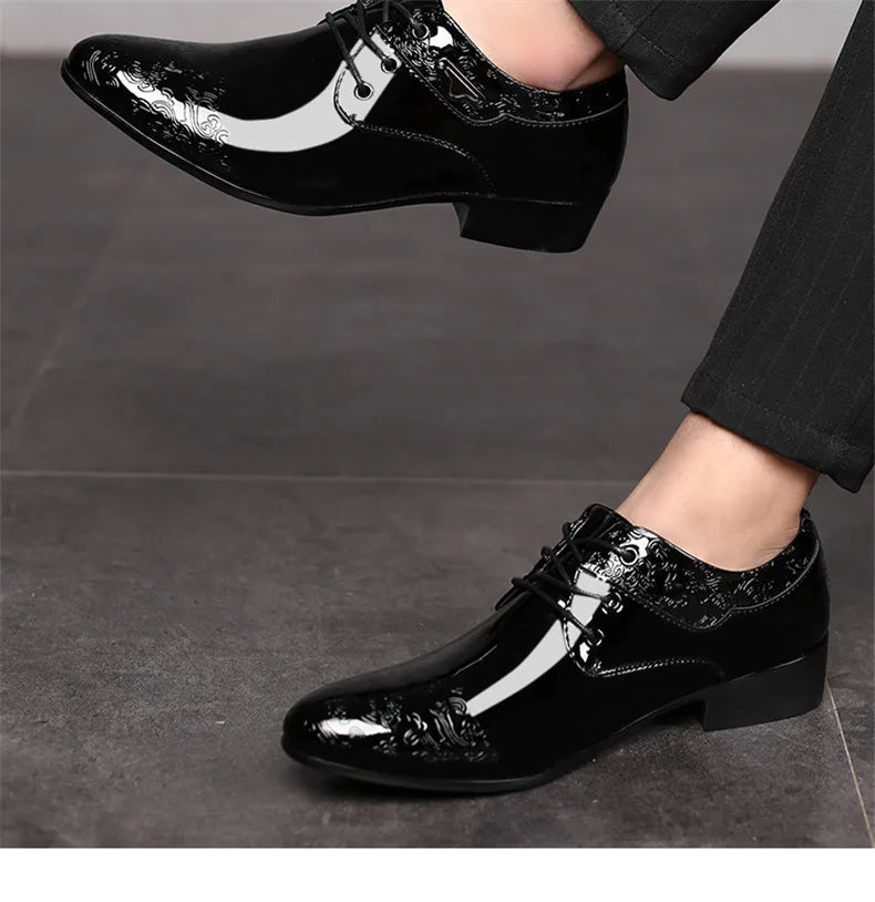 Black Patent Leather Dress Shoes Man Oxfords Shoes Pointed Toe Casual Office Shoes For Men Formal Shoes sapato social masculino