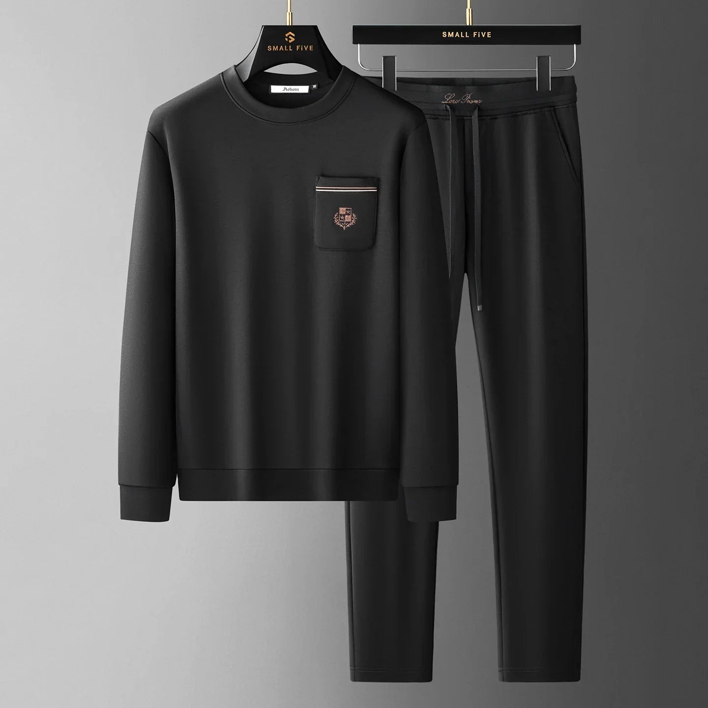 Autumn Light Luxury Italian Old Money Style Two-piece comfortable air-layer cotton men's sweatshirt casual sportswear set