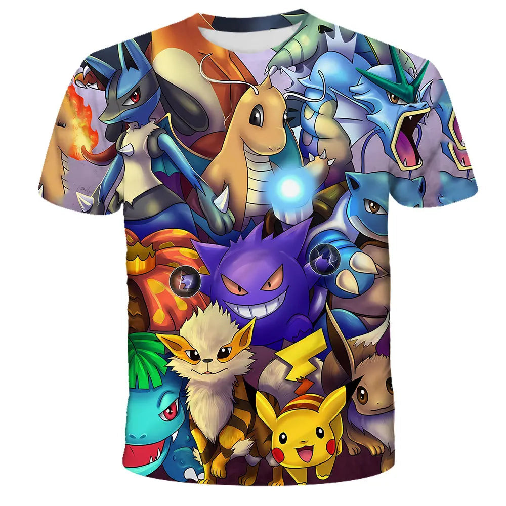Anime Chilren's T-shirts Kids 3D T-shirts Boy's Clothing Boys Girls Short-sleeved Travel Parent-child Clothing