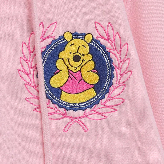 Cute Marie Cat Fleece Hooded Sweatshirt Winnie the Pooh Embroidery Zip Up Hoodies Jacket Women Casual Cartoon Jumper Top