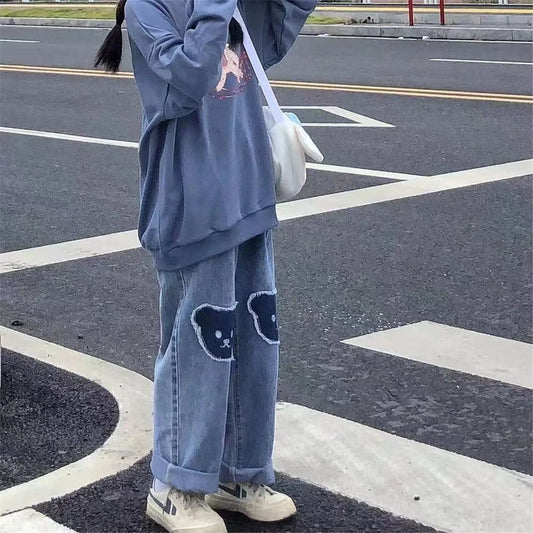 Calça Jeans Urso Hip Hop Fofo Meninas Descoladas