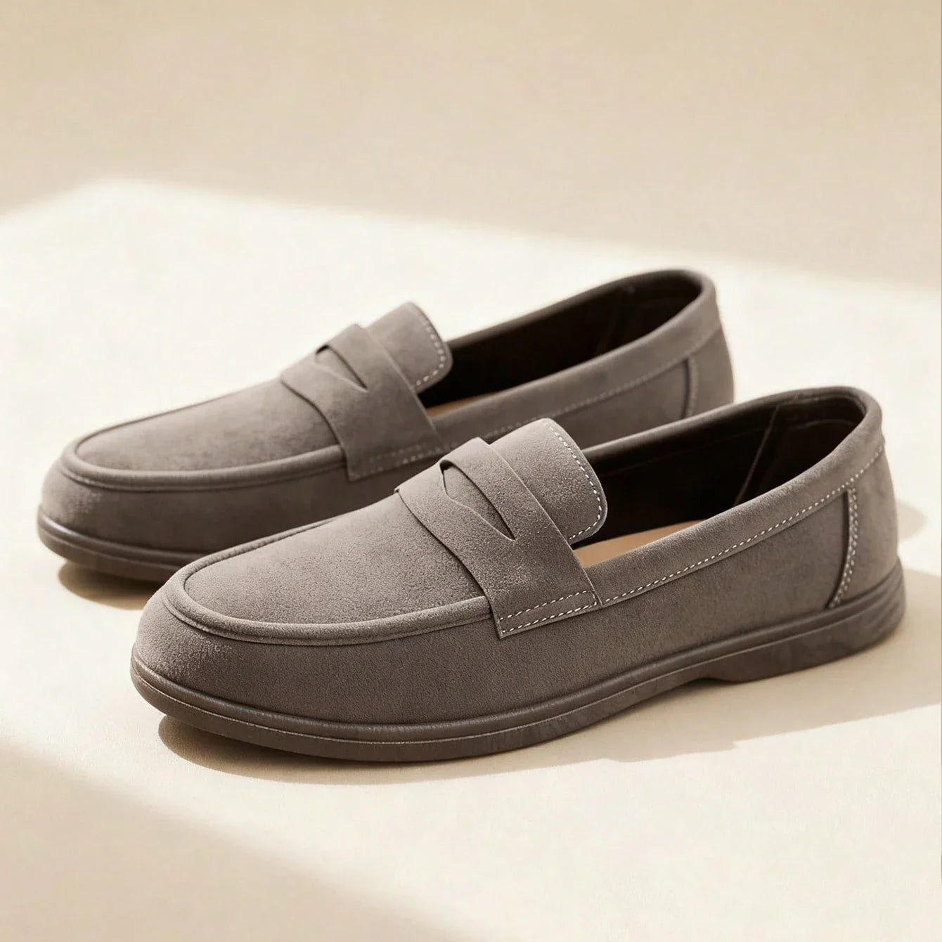 Business Commute Slip On Men's Loafers Preppy Breathable Suede Casual Shoes Outdoor Flats Non Slip Daily Walking Driving Shoes