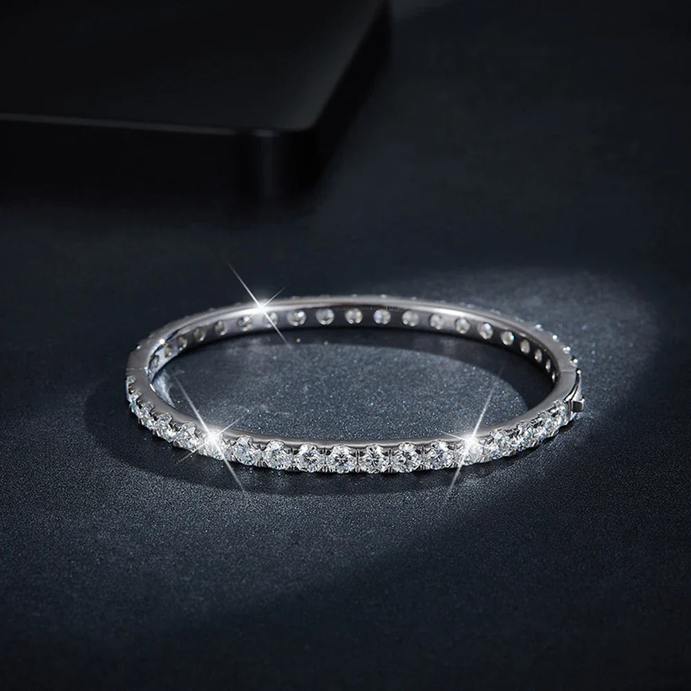D VVS1 Full 4mm Moissanite Bangles GRA Certified s925 Sterling Sliver Plated 18k Bracelets for Women Party Gift Jewelry