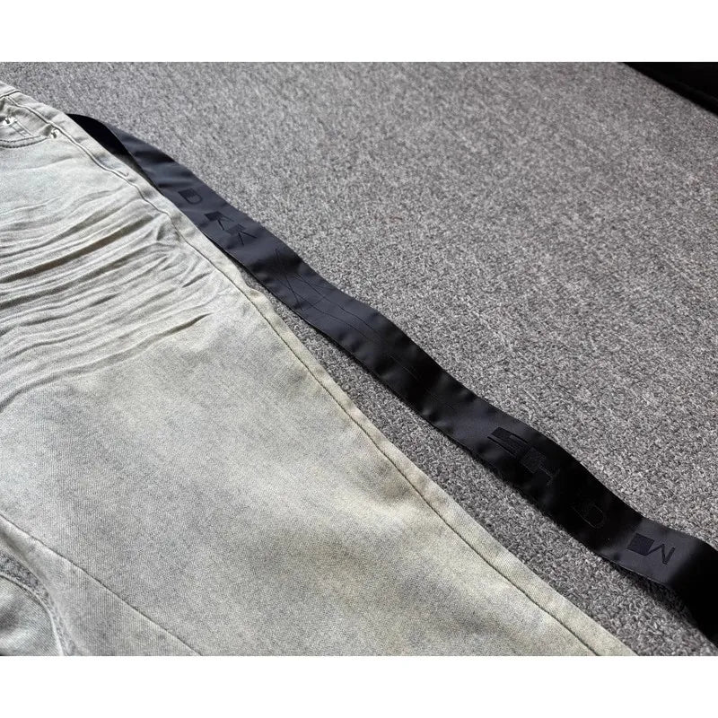 Rick Lavagem Azul Bolso com Zíper Calça Jeans Slim Fit Calças Jeans Algodão Denim Conforto Casual Tamanho P M G GG #B4