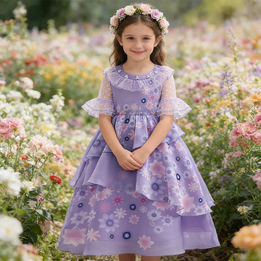 Girls Summer Dress Flower Fairy Princess Dress Children Encanto Cosplay Costumes Kids Girl Birthday Dress Fancy Party Dresses