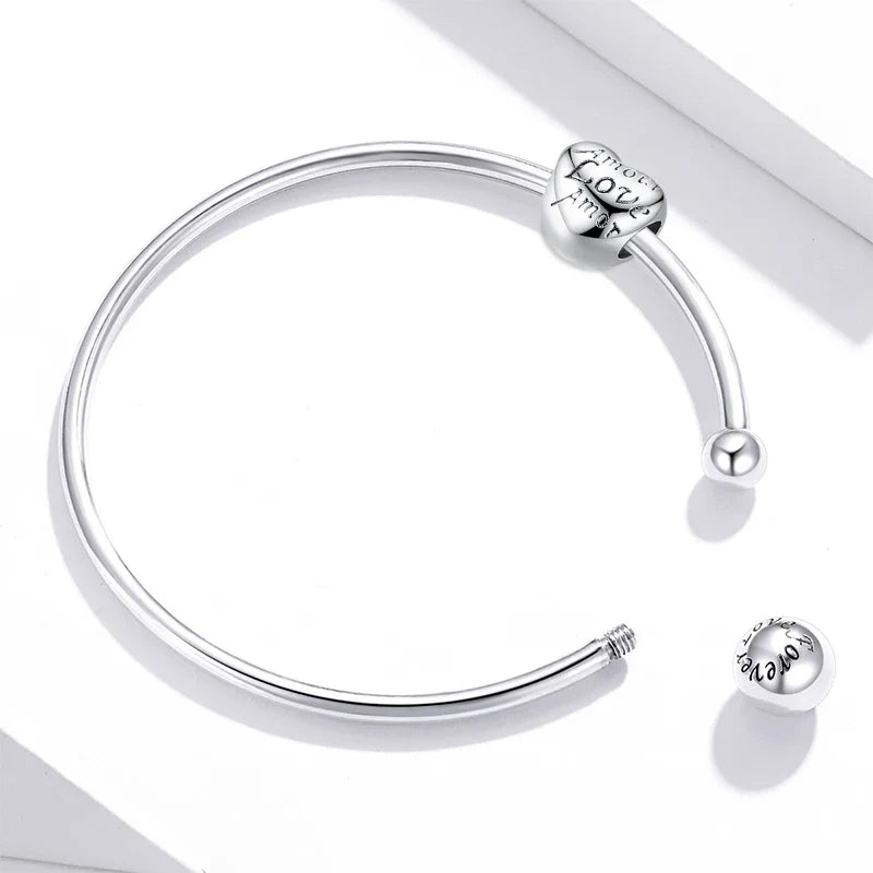 Silver Bangle 925 Sterling Silver Threaded Beads Bracelet for Original Charm DIY Jewelry Accessories SCB198